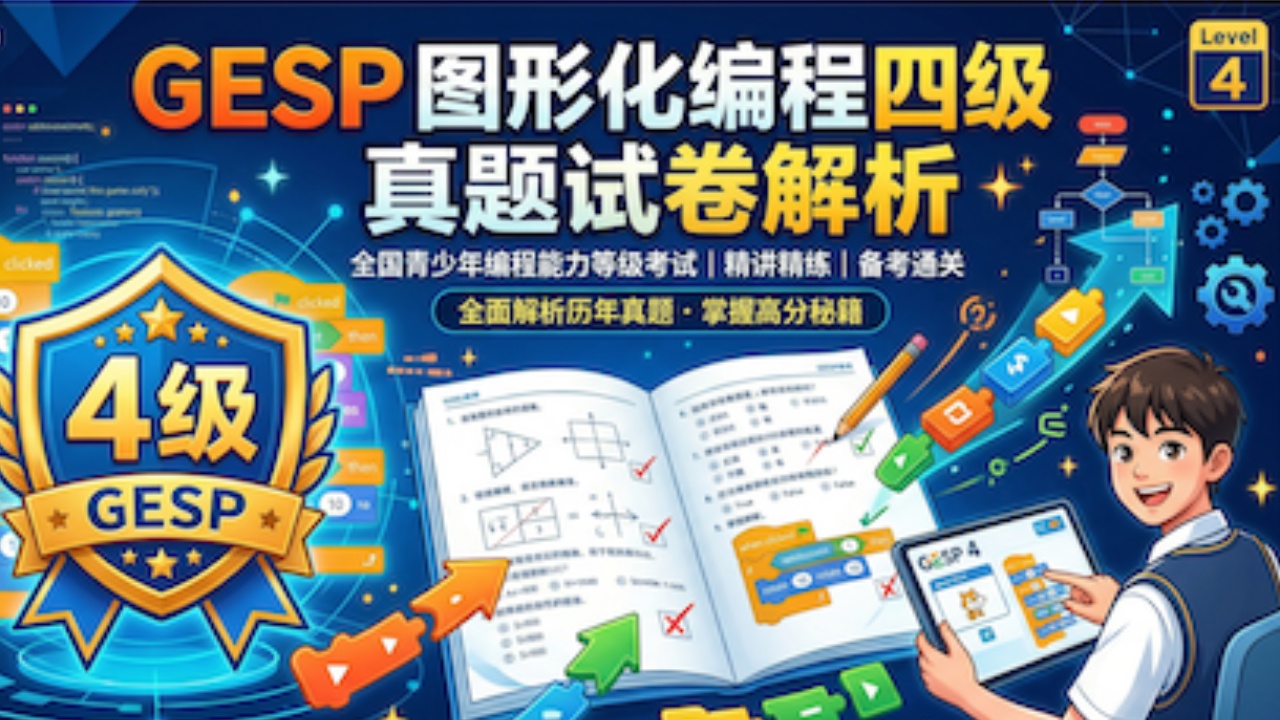 GESP图形化四级2026年3月真题卷,全套答案 · 逐题超详细解析